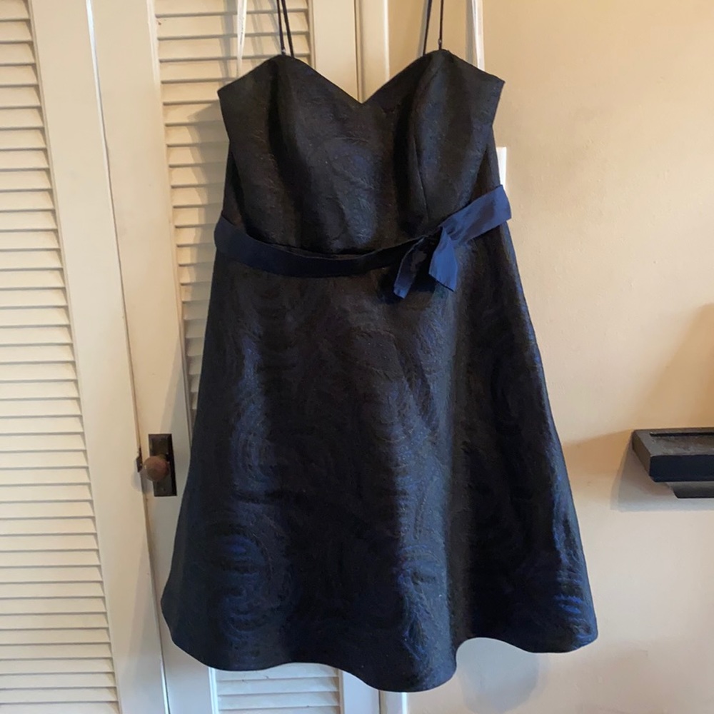 David’s bridal brocade black/navy strapless dress